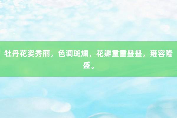 牡丹花姿秀丽，色调斑斓，花瓣重重叠叠，雍容隆盛。